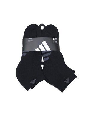 Adidas Mens Low Cut Cushioned ClimaCool Socks 6-Pack L Moisture-Wicking Black